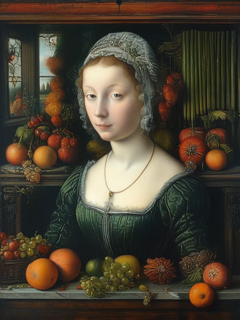 masterpiece,best quality,oil painting ,still life,<lora:tbh107-sdxl-dim64:1>,style of Albrecht Altdorfer