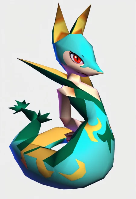 score_9, score_8_up, score_7_up,
source_anime,
BREAK
soro,serpxl, red eyes, high collar, pokemon \(creature\), full body, snake, serpent,
from side,
arms behind back,kneeling,
n64zeldastyle, 3d, polygonal, white background,
front view,