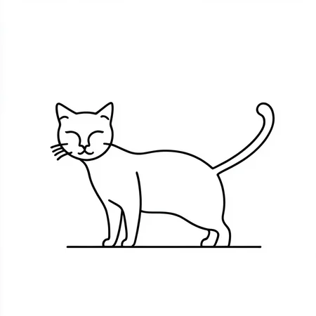 <lora:Simplest_line_art:1> ARSMJSTYLE, simplest line art, Minimalist cat, feline outline, simple curves, playful pose, clean lines, modern pet portrait, black on white, elegant simplicity