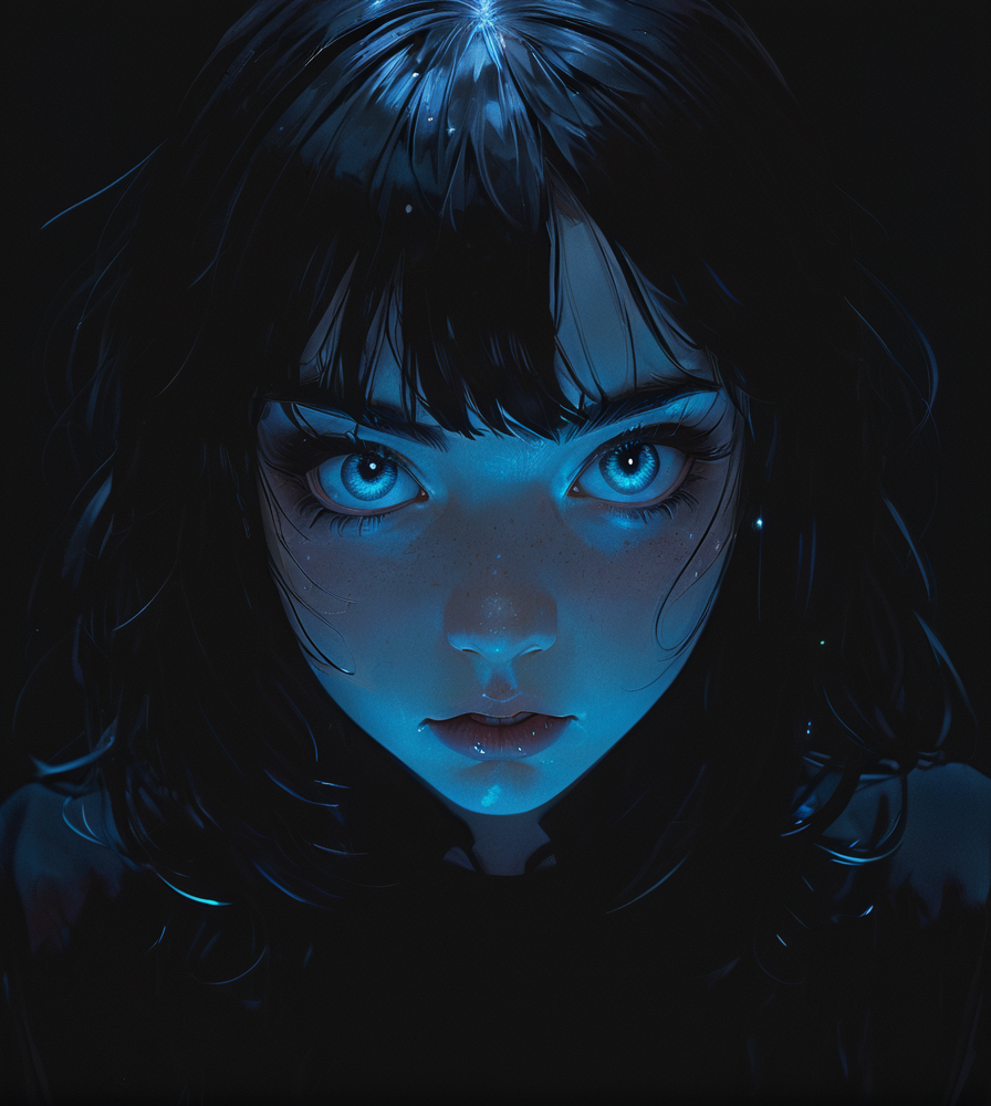 masterpiece,high resolution,8k,
3xpression,,1girl, ,black clothes,,upper body,dark hair,glow
, ,gl0w,, <lora:glowXL-9:0.6>