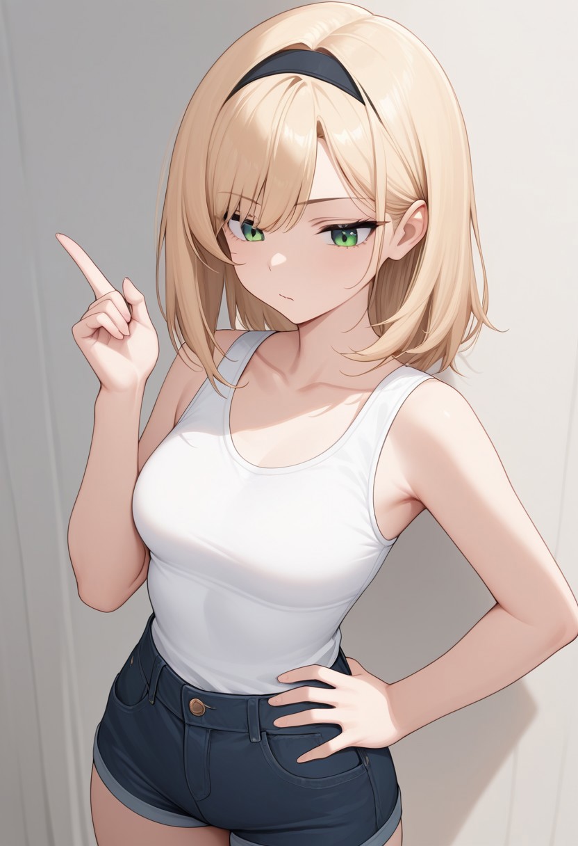 score_9, CassiaChan, looking at veiwer, hand on hip, wagging finger,