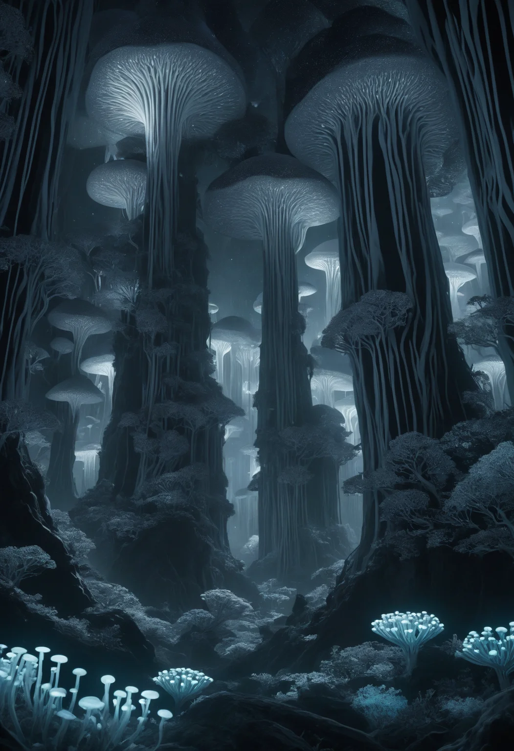 night,moonlit, silver prolific cylindrical knobby mushroom, geometric, plant health enhancement, kelp forest, subterranean, cap surface crenate pileus, pinkish latex, intense bruising, healing properties, }, cloud city, meteor shower peak, video game art, mythpunk, relaxed, voxel-based rendering, anvil engine, futurist, chromogenic prints, side view, soft body animation, snow, distinct foreground and background, 16k, imagery, parallelism # f/5.6, shutter speed 1/1000 sec, iso6400, white balance shade, exposure compensation "-2.5 ev", aperture priority shooting mode, rule of thirds, focus mode single, evaluative metering" <lora:DonMM1y4XL-v2rb> <lora:myLora\DonMN1gh7rXL-000006:1.5>,