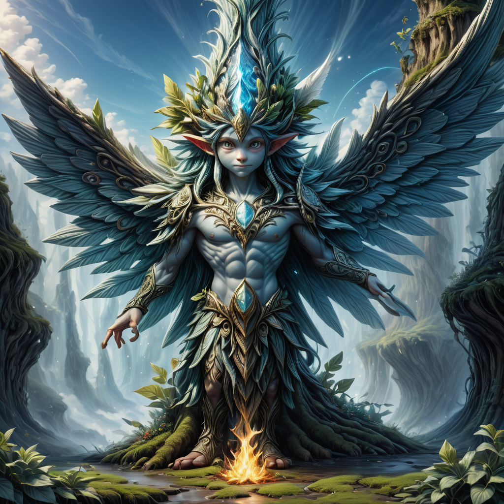 hyper detailed masterpiece, dynamic, awesome quality,LoromXL_Druidic_Naturalism,
gnome, sylph, humanoid elemental being, delicate and ethereal being with gossamer wings, guardians of the air, sky,weather   <lora:LoromXL_Druidic_Naturalism:1>