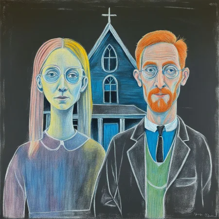 American gothic ChalkBoardDrawing <lora:SDXL_ChalkBoardDrawing_LoRA_r8:1>
