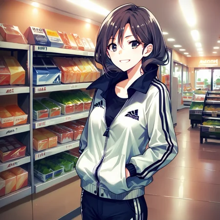 score_9, score_8_up, score_7_up, source_anime, (animeirl), jacket, pants, adidas,1girl, young female, smile, shopping, shop, solo,indoors, <lora:Animeirl v3 GLoRA PDXL Anzhc:1.1>