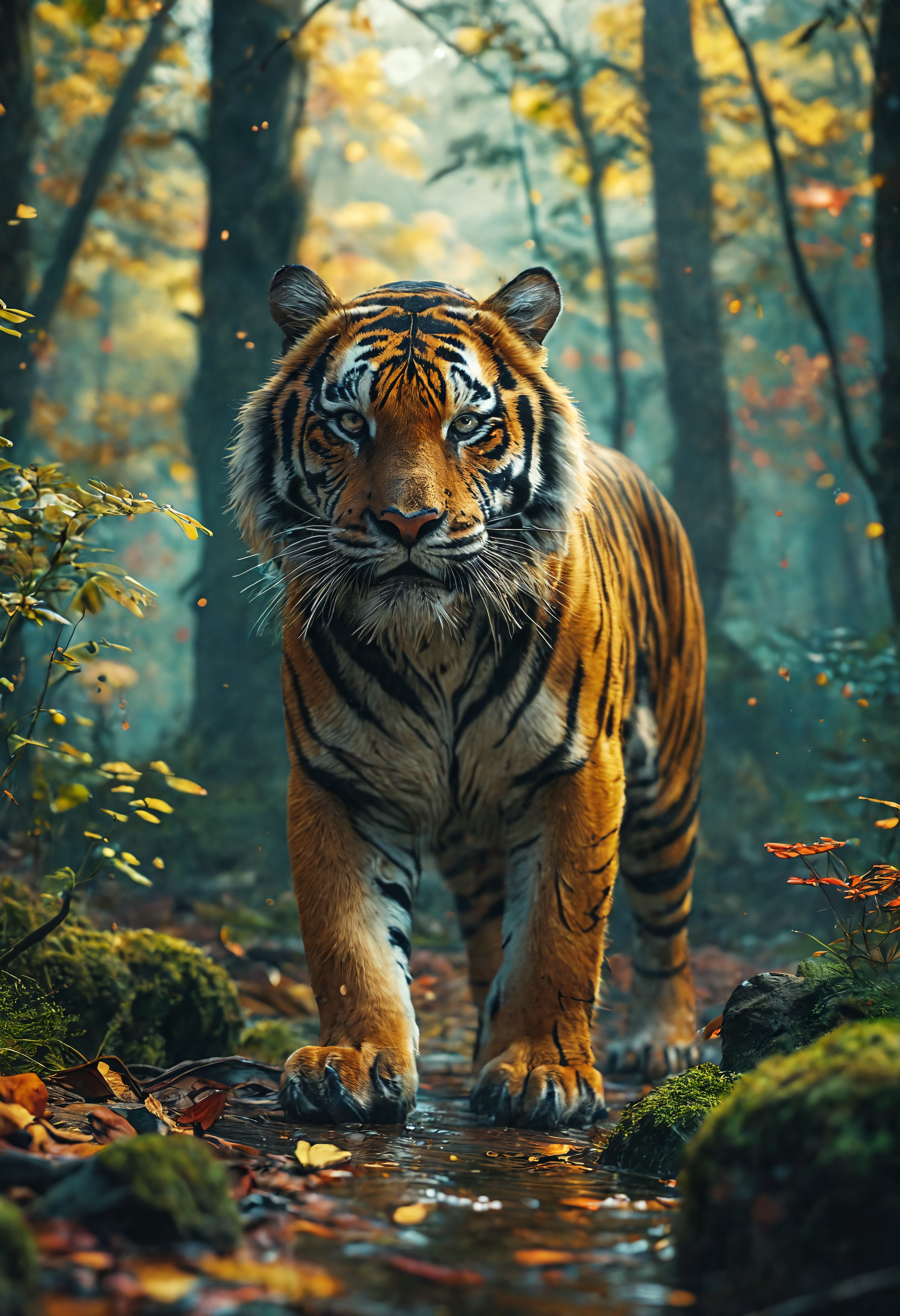 (android|tiger:1.5), in dense forest, vibrant, colorful, cinematic lighting, 8k <lora:add-detail-xl:1> <lora:MJ52:0.5>