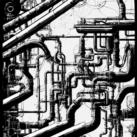 black and white, photorealistic intricately detailed comic book art by award winning line artist, of a steampunk scientist stepping stepping through a magical portal, black and white ink, epic cinematography