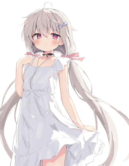 <lora:shiroka-000012:1>,shiroka,1girl,solo,looking at viewer,white background,simple background,cowboy shot,standing,dress,, masterpiece, best quality, very aesthetic, absurdres,newest, incredibly absurdres,, toshizou \(0714\)
