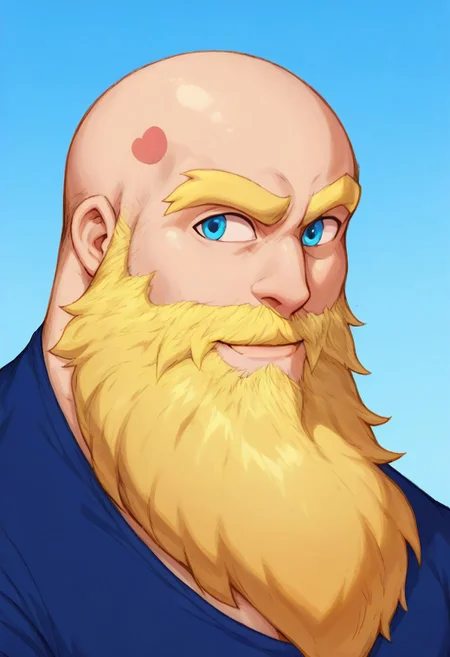 score_9, score_8_up, score_7_up, score_6_up, score_5_up, score_4_up, rating_questionable <lora:hotcha_style_1:1, <lora:add-detail-xl:1.5>, Bright Blonde Bald, Closeup, Bust portrait, (In The School/School Background, School Gym, School Scenery), 1boy, {Strong Triangular Jawline}, bodybuilding, {massive pectoral}, {beefy muscle}, Tall, Goliath, Rugged Features, Chiseled Features, Mature Male, 40-Year Old Man, {Thick Bright Yellow Eyebrows}, PE Teacher Shirt Outfit, Blue Eyes, Brawl Stars Style, Saying Hi, Closed Mouth Smile, Highlights, {very long big epic beard, <lora:Cruz'sBeardedMan:0.7>