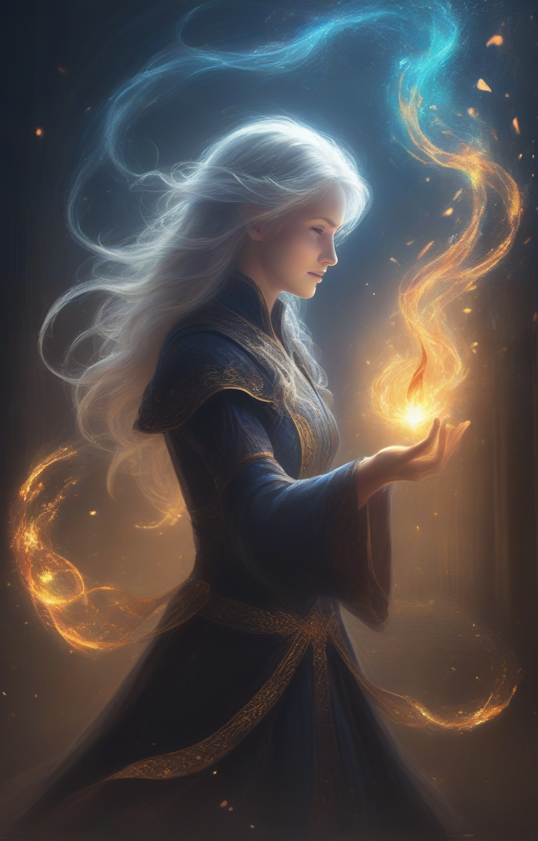 masterpiece,best quality,<lora:tbh64-sdxl:0.6>,illustration,magic,particles,light,flame,lighting,