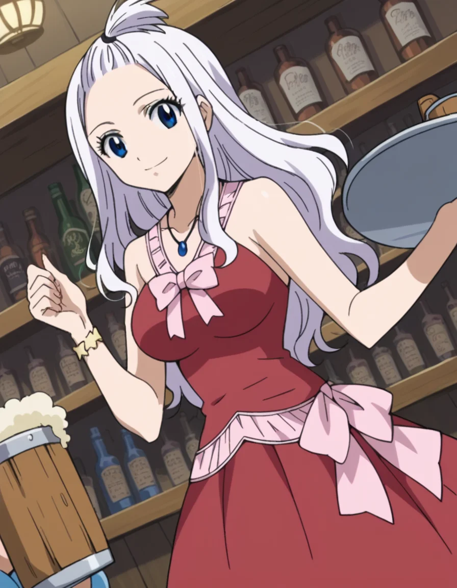 score_9, score_8_up, score_7_up, source_anime,
mirajanestrauss, <lora:mirajane-strauss-ponyxl-lora-nochekaiser:1>,
mirajane strauss, long hair, blue eyes, white hair, forehead, smile,
dress, bare shoulders, jewelry, necklace, red dress, ribbon, pink ribbon,
indoors, bar, tray, beer, mug,
looking at viewer, dutch angle, cowboy shot,
