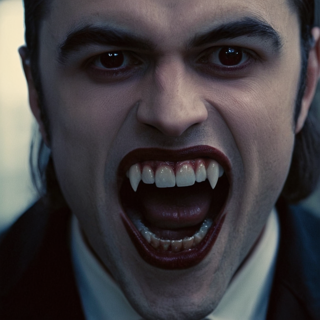 cinematic film still of  <lora:perfection style:0.5> perfection style
 <lora:fang:0.8>
Perfect vampire fangs teeth a man with a tooth that has been cut open, scary, thriller, horror style, gothic movie themed, sharp, detailed, epic cinematic photography, artistic, creative, dramatic light, cinematic color style, Kodak film style, vampire fangs teeth style, vampire teeth style, vampire fangs style, solo, open mouth, teeth, tongue, no humans, saliva, close-up, realistic, 1girl, tongue out, traditional media, horror (theme), sharp asymmetrical smalteeth, shallow depth of field, vignette, highly detailed, high budget, bokeh, cinemascope, moody, epic, gorgeous, film grain, grainy