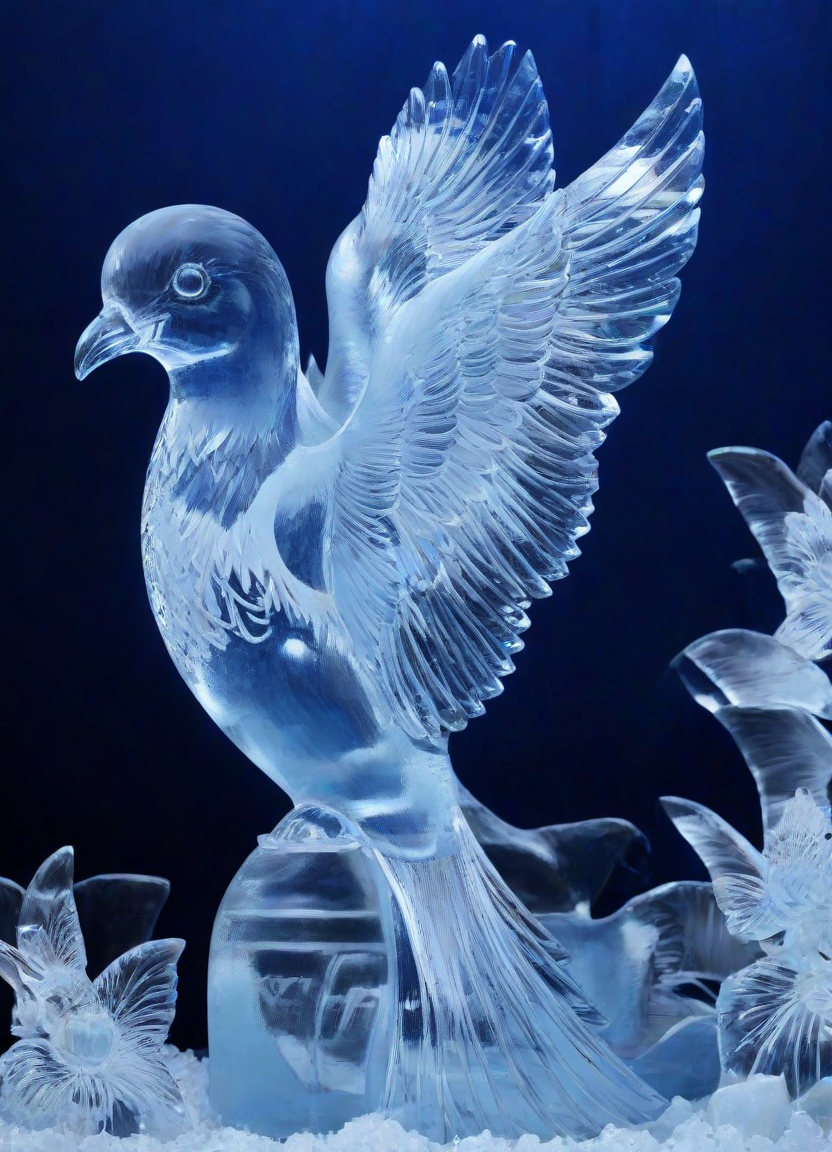 <lora:PE_IceSculpture:1> PEIceSculpture, ice sculpture,
beautiful bird,
masterpiece, high resolution, octance 4k, high detail,