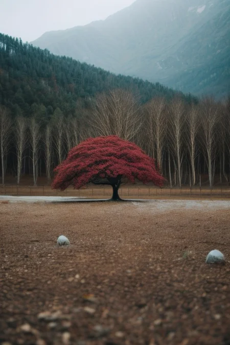 masterpiece, best quality, ultra-detailed, realistic, 8k, one pine tree, flowers fields, many kinds of flowers, a couple of rabbits on very distant, grass, glitter, (midnight, dark vibe, dark light, dim light, rim light, stars:1.37), natural night light, (fruits trees, big fruits trees, a lots of fruits trees:1.37), out-of-this-world scenery, lifelike, naturalism, greatest naturalism photo, immaculate detailed realism photography, rich colors, best colors perfect composition, perfect colors, colorful, clear photo, intrigue nature panorama, delicate nature photo, immaculate micro-details nature elements, out-of-this-world scenery, landscape, flowers, crystal fantastic, breathtaking beautiful nature,  unmatched beauty nature, more nature elements, richest nature elements, aesthetic, artistic style, surreal, insanely lifelike, top best naturalism photography, greatest detailed, intricate details, depth of field, no human, detailerlora, a lots kinds of flowers, JZCG001,