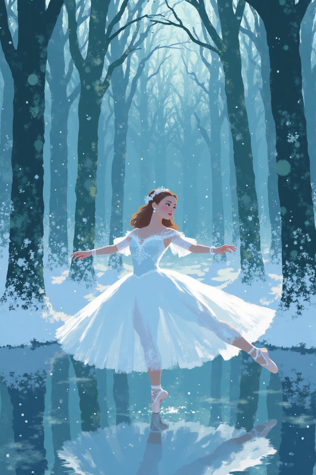 i11ustmin a ballet dancing scene from Swam Lake by Tchaikovsky <lora:minimalist_flat_illustration_nbm:1.0><lora:797681731885922544:0>