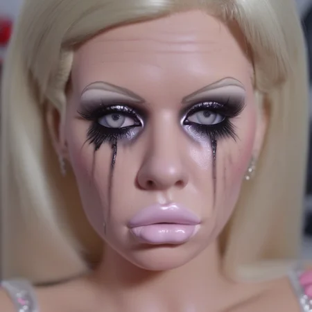 a blonde bimbo, ruined makeup, sad, intricate elegant, highly detailed, 4k 8k, smooth, sharp focus <lora:ruined1:0.819>
