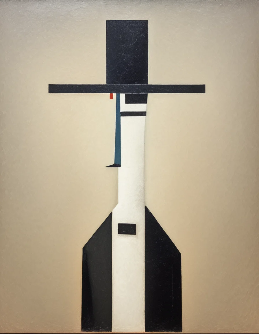 Cubist artwork <lora:FF-Style-Kazimir-Malevich-v2.LoRA:1> in the style of kazimir malevich,kazimir malevich style,kazimir malevich art,kazimir malevich,a man in a top hat and bow tie, inspired by Ivan Generali, inspired by Vassily Maximov, by Vladimr Vaek, inspired by Oleg Lipchenko, adrian borda, by Ivan Generali, by Jnos Nagy Balogh, a suited man in a hat, by Wojciech Gerson . Geometric shapes, abstract, innovative, revolutionary