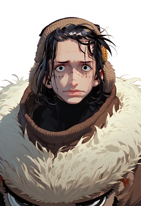 score_9, score_8_up, score_7_up, score_6, score_5, anime, hyper detailed face, perfect face, perfect eyes, perfect anatomy, perfect hands, closeup, 1boy, solo, black eyes, black hair, spiky hair, messy hair, fully clothed, athletic, ((koala hat, koala beanie, animal hat, fur_ears, grey_bear_ears, grey_beanie, Croco_scar across face)), male focus, white background, simple background, ((fullbody)), dynamic pose