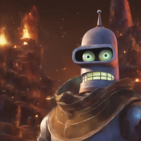 benderbot World of Warcraft cinematic style <lora:SDXL-World-of-Warcraft-cinematic-style-Lora-r32:0.8> <lora:SDXL-benderbot-Lora:1>