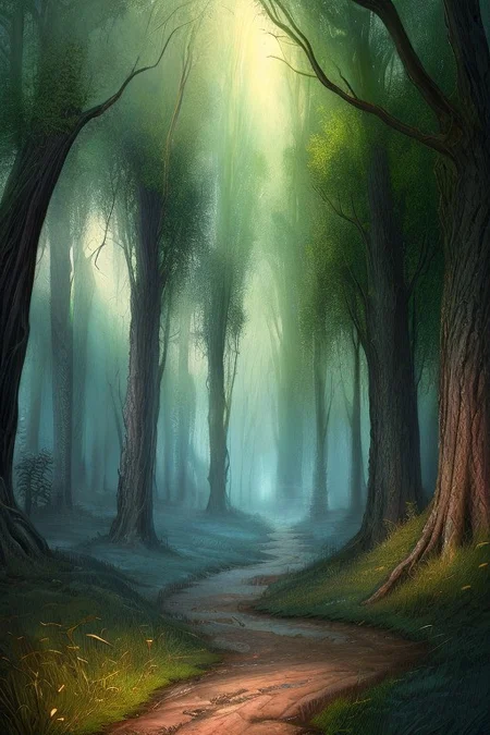 score_9, score_8_up, score_7_up, highly detailed,
((detailed background, fantasy forest background, fog, glowing light, trees, grass, narrow path)), no people,