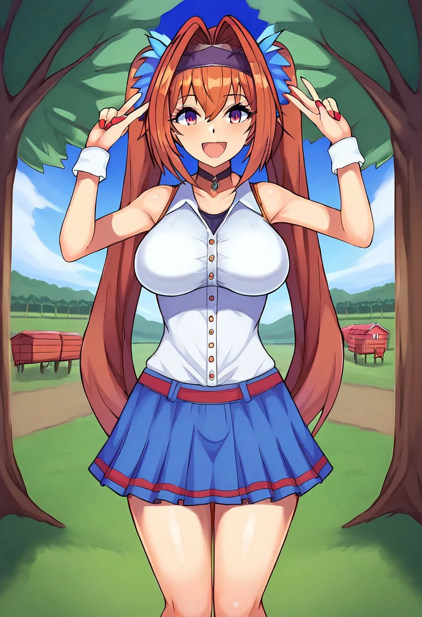 score_9, score_7_up,
solo, 1girl, looking at viewer, smile, open mouth, daiwa_scarlet,,
w arms,
nature, outdoors, farm, crop field, day,