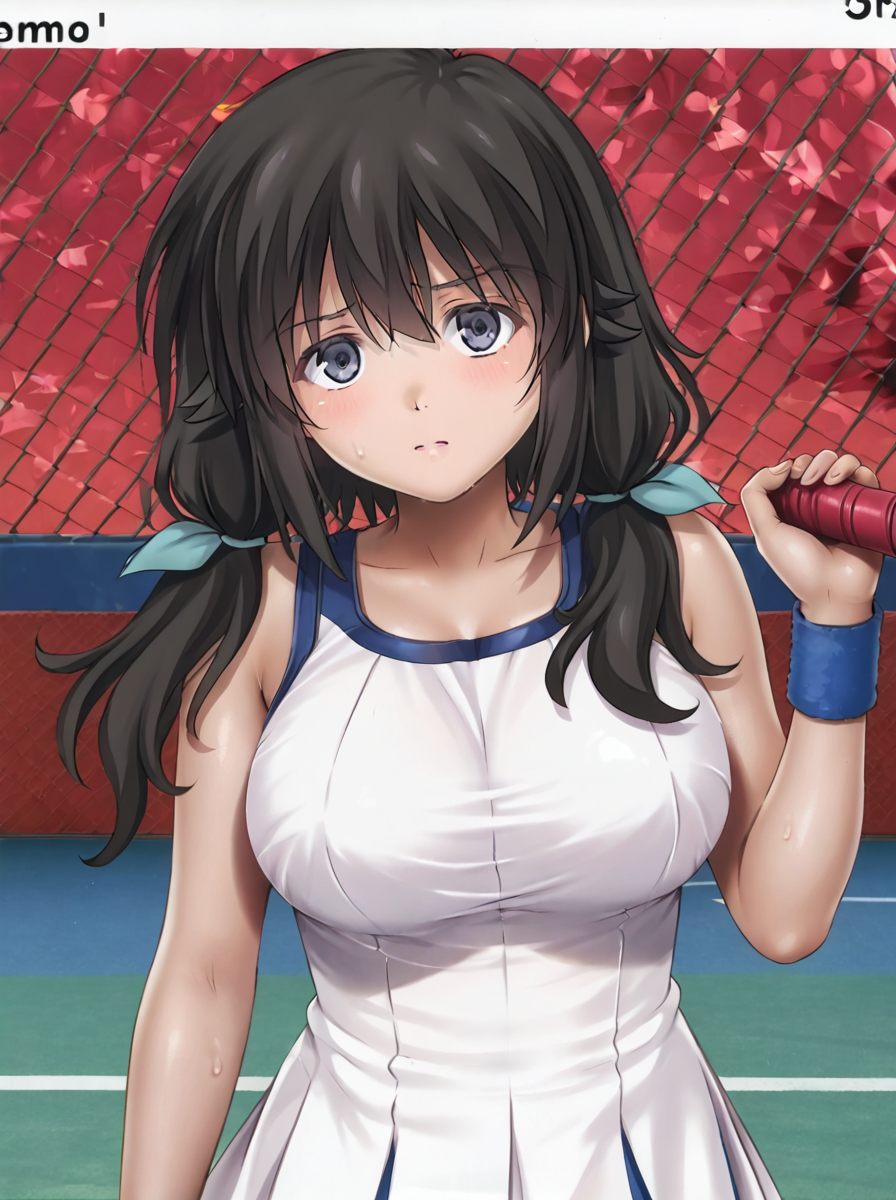 detailed background, shiny skin, rating safe, 
<lora:cyclone.pony:1>,
cyclone, nozomi, 
large breasts, 
clothed girl, 
tennis wear,