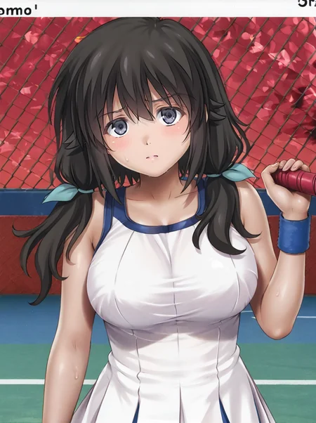 detailed background, shiny skin, rating safe, 
<lora:cyclone.pony:1>,
cyclone, nozomi, 
large breasts, 
clothed girl, 
tennis wear,