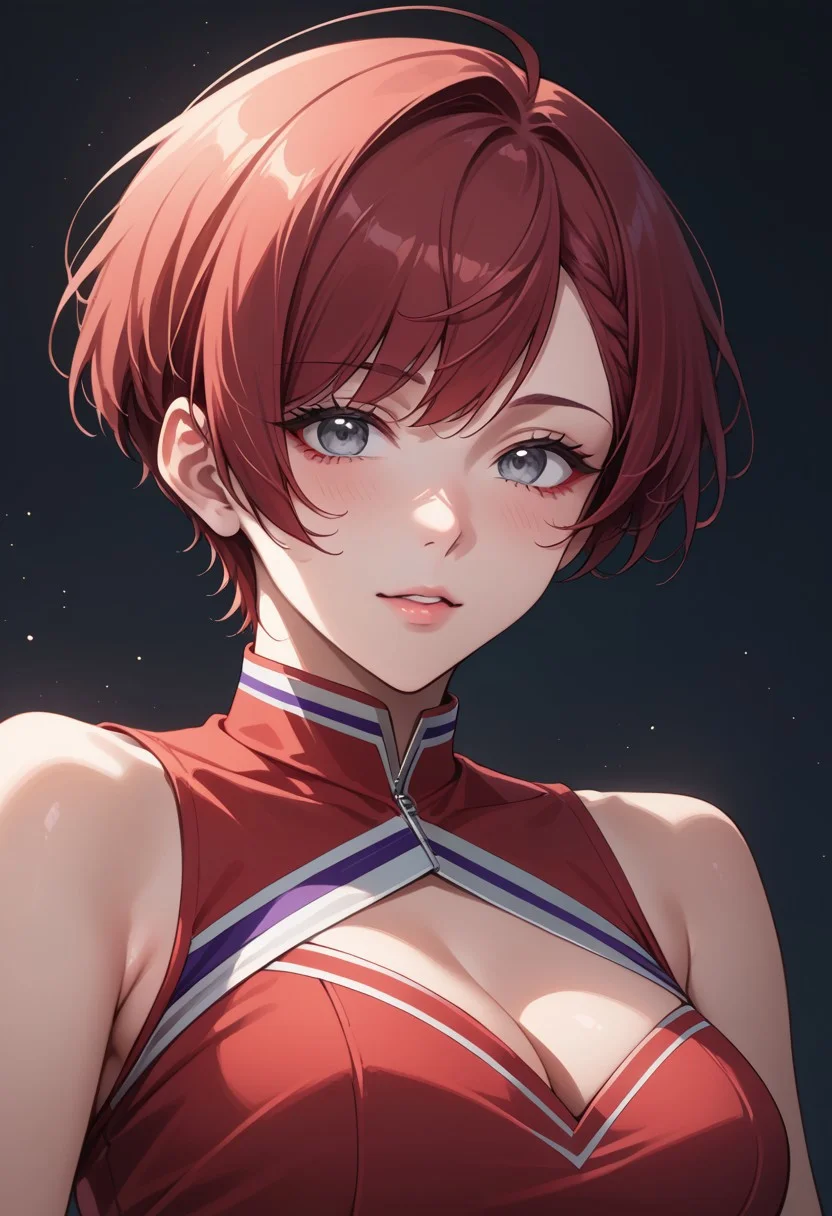 score_9, score_8_up, score_7_up, source_anime,best quality anime, intricate details,
woman, solo, medium puffy breasts, grey eyes, pixie hair cut,
wearing dark red cheerleader outfit with dark red pom-pom,
at night, dark bedroom background, half body shot, begging face, lying on side