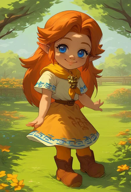 (((score_9, score_8_up, score_8, solo, female, malon, short sleeves, boots, belt, malon dress, brown belt, yellow neckerchief, orange long stockings, female, cute, cub, young cub, young))), (((eye lashes, brown hair, blue eyes))), (masterpiece, best quality, hires, high resolution:1.2), rating_explicit, detailed background, (((garden, tree, outdoors, grass, orange long stockings))), (((smile, suggestive, looking at viewer))) (((laying on grass, side, orange long stockings})), (((female, solo))),