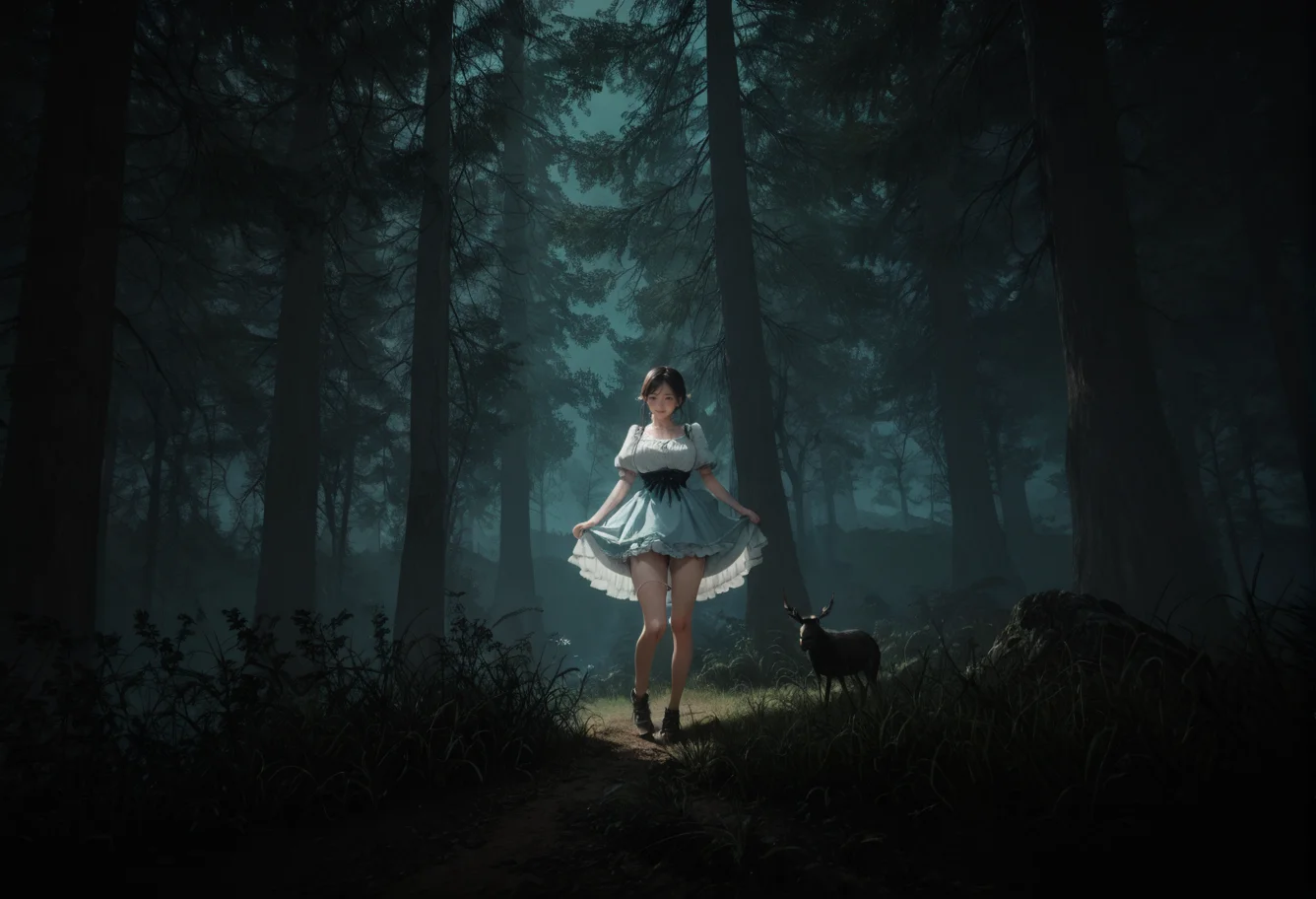 ,ruanyi1023,dark,forest,grass,night,
1girl,frilled dress,panty pull,<lora:0958 black forest_v1_pony:0.8>, score_9, score_8_up, score_7_up, score_6_up, score_9, score_8_up, score_7_up, score_6_up source_anime, blush, 1girl, seduce smile, perfect body , natural huge breasts
