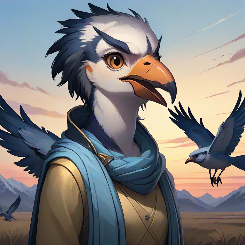 masterpiece,8k,16k,32k,absurd resolution,,high resolution,no pixels,beautiful detailed sky backround,Avian race,solo,1girl,upper body,female focus,scarf,no humans,bird,animal,border,beak,cute face,cute pose,
<lora:Stellaris_Avatar_Portriats_XL9:0.6>