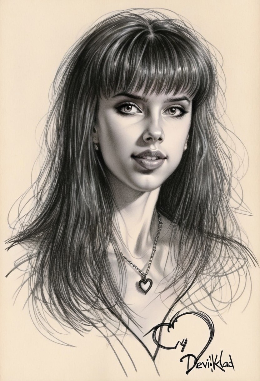 Sketch from busty beauty Y4SM1N3, signed portrait