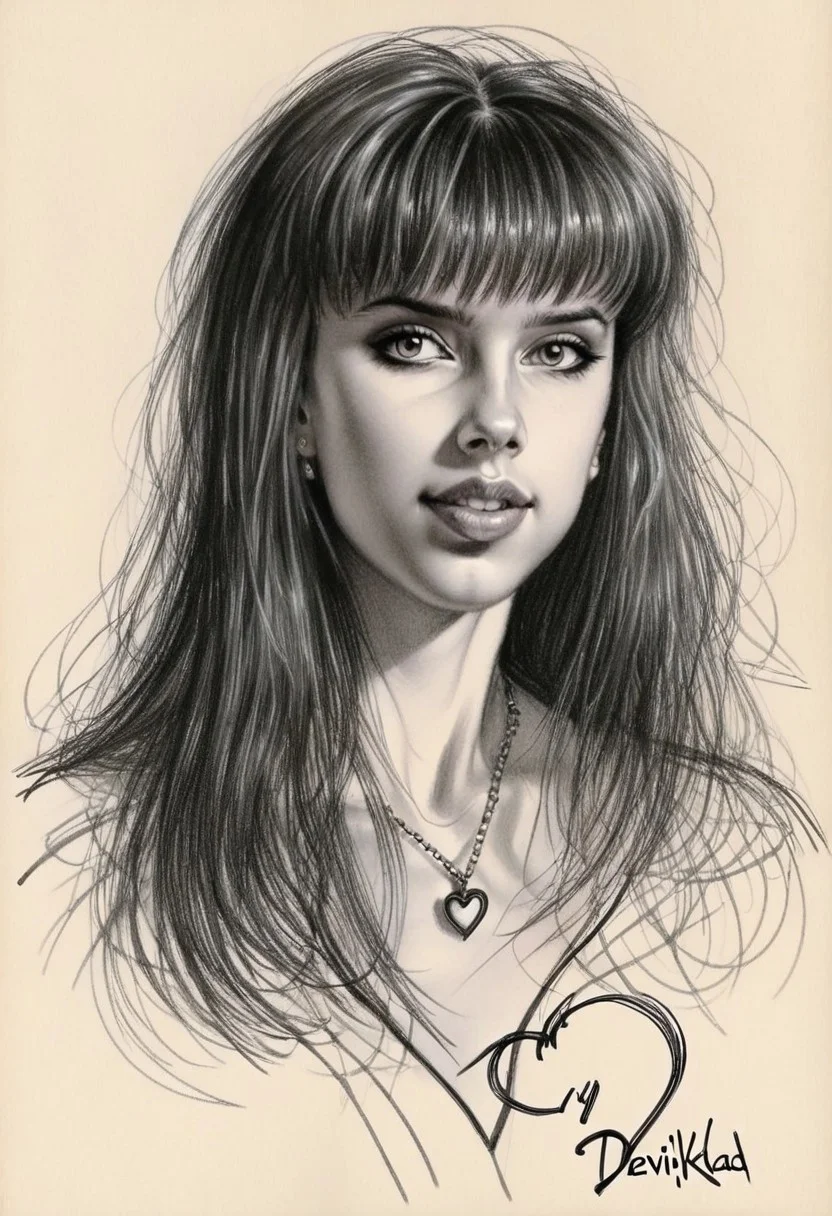 Sketch from busty beauty Y4SM1N3, signed portrait