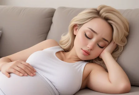 gorgeous 18-year-old beautiful Pixar caucasian skinny petite busty pregnant girl drawn in the style of a beautiful petite short Pixar pregnant girl supermodel, asleep laying down on her back on couch, side image, shy blushing, gigantic breasts, wearing white tank top, wearing cotton drawstring sweatpants, midriff peeking out, masterpiece, 8k quality, (asleep), highly detailed, majestic, top quality, best quality, newest, intricate details, extremely beautiful, detailed face, perfect face, 1girl, sexy blonde hair, eyes closed asleep, on a couch asleep, gigantic tits wearing white tank top, wearing cotton drawstring sweatpants, thin, drawn like a sexy innocent Pixar girl, cheeks blushing embarrassed to be pregnant, sfw, cute makeup, image takes place laying down on her back on a couch asleep, candid full body image