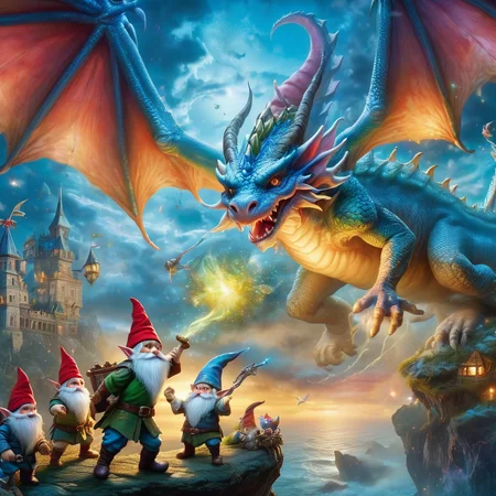 Fujifilm quality photograph (best quality)++, (masterpiece)++, (detailed)+, elf on the shelf fighting a Dragon, (fantasy illustration)1.3, enchanting Dragon battle elf on the shelf, mystical battle, (many gnomes battling)1.4 (whimsical charm).4 Otherworldly charm, mystical sky, (Luis Royo)1.2, (Yoshitaka Amano)1.1, moonlit night, soft colors, (detailed cloudscape)1.3, (high-resolution)1.2 (gnomes  battling everywhere)1.2 , <lora:DonM3t3rn1tyXL-v1.1:0.3> DonM3t3rn1tyXL <lora:DonMD1g174l4sc3nc10nXL:0.3> DonMD1g174l4sc3nc10nXL  <lora:Dragons:0.8> dragon  <lora:EnvyMagicalXL01:0.3> magical <lora:FantasyLandscape:0.8> FanLan