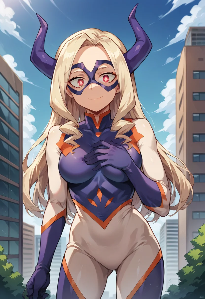 score_9, score_8_up, score_7_up, source_anime, masterpiece, 1girl, ctiantake, bodysuit, domino mask, looking at viewer, outdoors, hand on chest, smile, giantess, skyscraper, <lora:YuTakeyamaCT:0.8>