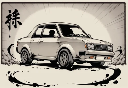 sumi-e, minimalist style, heavy ink, thick lines, smudged lines,

Chandra gasps in shock as a car crashes into the wall