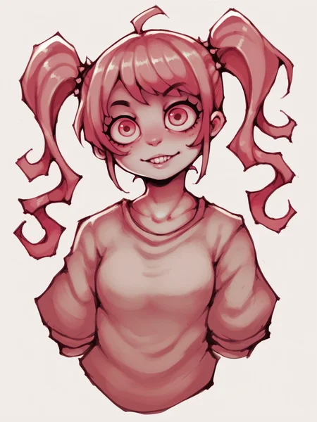 score_9, score_8_up, score_7_up, score_6_up, score_5_up,   <lora:w0rmb0yXLP:1> w0rmb0y, 1girl, solo, pink theme, twintails,