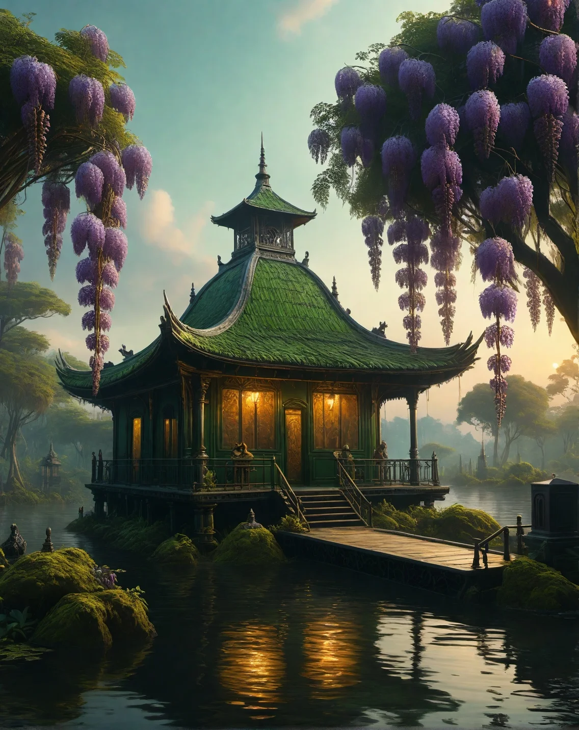 Claude Lorrain (golden hour), Cypress swamp with still black waters, animal bones weathering, stone age dolmen tomb,
hyperrealistic surrealism,ultra-detailed,intricate textures,luminous colors,cinematic lighting,dramatic perspective,volumetric atmosphere,8k UHD,sharp focus, professional color grading,1boy,Canopies of wisteria with self-assembling DNA strands ,green woodpecker drilling,
<lora:extremely_detailed:0.8> extremely detailed,
<lora:offset_0.2:0.5>,
<lora:add-detail-xl:0.3>,
<lora:aidmaMJ6.1_v0.5_2:0.3> aidmamj6.1,
<lora:Cyberpunk _Anime_V2_light_version-SDXL:0.3> anime, cyberpunk,
<lora:tbh76-sdxl:0.5> Style of Mark Ryden, Baroque art style, dynamic composition, dramatic lighting, rich colors, intricate details, professional-grade execution, captures the grandeur and theatricality of the Baroque period, Cyberpunk art style, futuristic cityscapes, neon-lit streets, high-tech and low-life, cybernetic enhancements, dystopian and gritty atmosphere