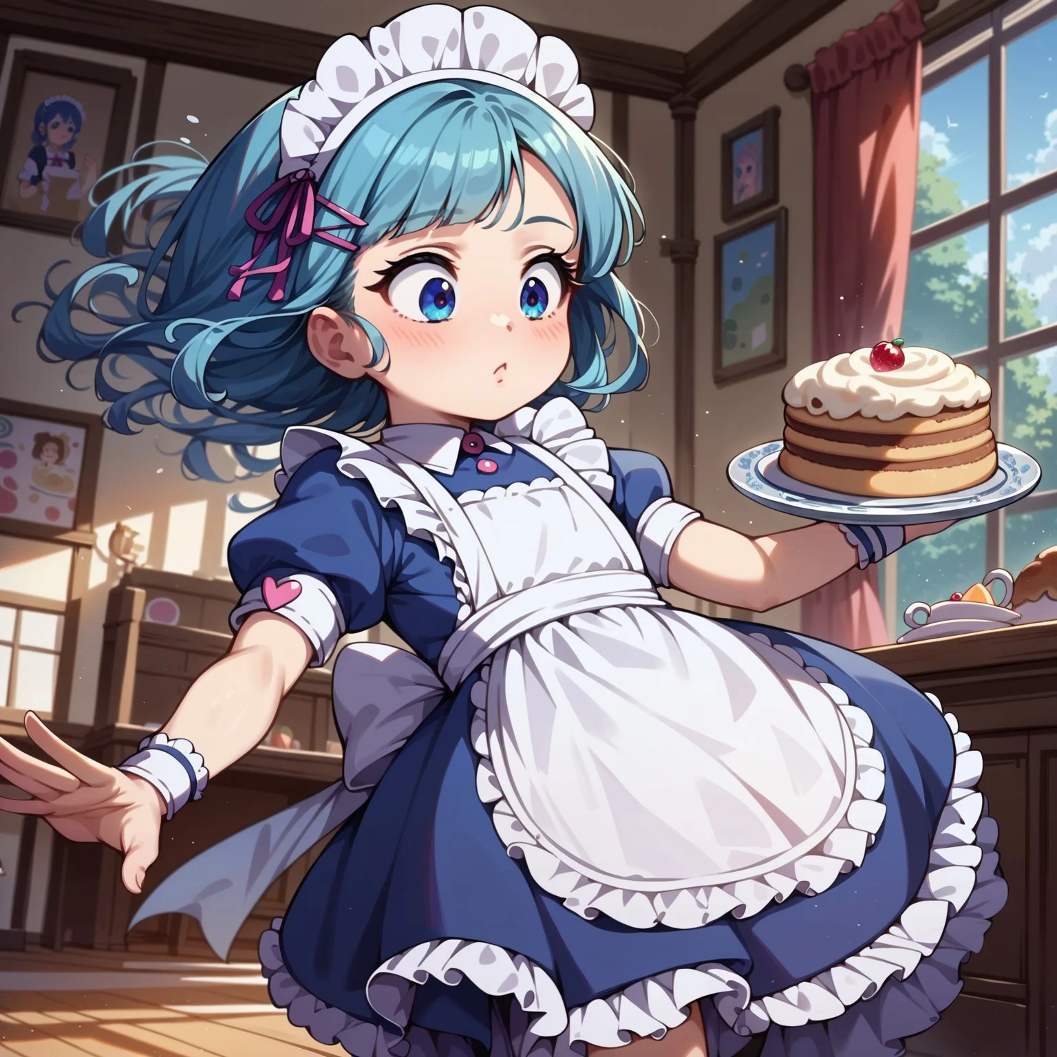 score_9,score_8_up,score_7_up,source_anime ,absurdres,detailxl,zPDXL3,
(Masterpiece:1.3),(best quality:1.2),high resolution,high quality,detailed,cute details, 1girl, (ultra HD quality details), anime, maid outfit, falling towards viewer, tripping, absurdly large plate with giant pudding, holding plate with pudding, epression of shock and surprise, (detailed image, high resolution, 5k resolution:1.0),indoors
<lora:ColorRoughSlider:-0.1>,
<lora:zy_Detailed_Backgrounds_v1:0.6>, basukechi_style