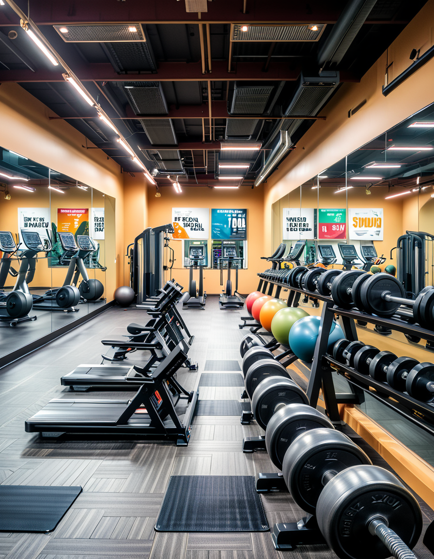 A realistic photograph of a modern gym interior,Gymn4s3, featuring a spacious, clean, and well-lit environment. The gym is equipped with a variety of high-quality fitness machines, including treadmills, stationary bikes, and weightlifting equipment. Along one side of the room, there are racks of free weights neatly organized by size, and a set of colorful kettlebells and medicine balls on display.
The floor is covered with black rubber mats for safety, and mirrors line the walls, creating a sense of openness and allowing people to monitor their form. In the background, a designated area with yoga mats and resistance bands is visible, separated slightly for group activities. Bright LED ceiling lights provide even illumination, and large windows let in natural sunlight, with views of a cityscape or a green park outside.
A few water dispensers, potted plants, and motivational posters with fitness quotes are scattered throughout, adding a welcoming and energetic atmosphere. The overall vibe is modern, clean, and vibrant, inspiring energy and focus for exercise.<lora:SDXLFaeTastic2400:0.4> <lora:extremely_detailed:0.4> extremely detailed, <lora:Gymn4s3:1>, Masterpiece,best quality,hi res,8k,hi res,8k,award winning,(sharp focus, intricate, highly detailed),