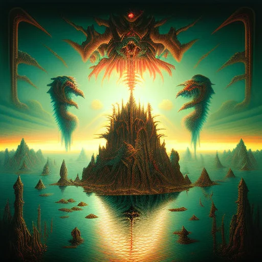 DAN-SEAGRAVE-ART-STYLE, Cthulhu's abyssal throne, eldritch
