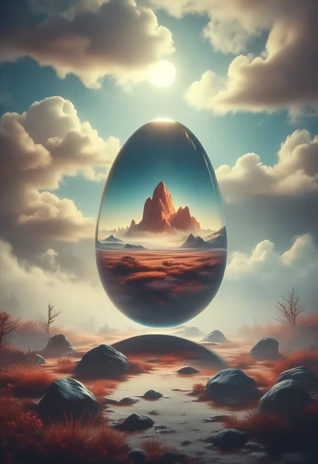 cloud egg in mountain, jewelry, focus, award winning artwork, extreme detailed, Wide range of colors, Dramatic,Dynamic, Cinematic, Sharp details, Insane quality. Insane resolution. Insane details. Masterpiece. 32k resolution.