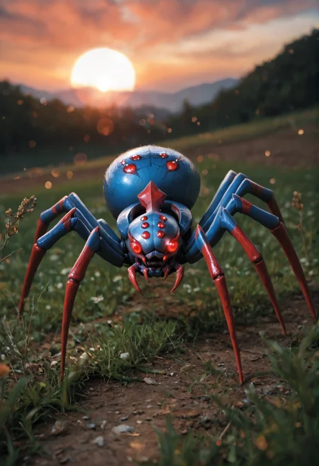 no humans, monster,
pokemon (creature), spider,
extra eyes, glowing eyes, red eyes,, <lora:broodmother_spider_v1:1> broodmother_spider_v1,, score_9, score_8_up, score_7_up, score_6_up, derpibooru_p_95, solo
detailed eyes, beautiful, detailed background, perfect eyes,
blur censor, blurry, blurry background, blurry foreground, bokeh, motion blur,
chromatic aberration, depth of field, figure, focused, focus
photography, realistic sun light and shadows, photorealism, UHD --ar 9:16 --style raw --stylize 700
medium long short , bashful , Weight shift pose,, cozy farm set in vintage tractor in field Crimson Sky: blood-red, sunset, pollution, fire, intensity