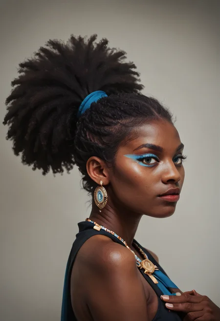 score_9, score_8_up, score_7_up, score_6_up, score_5_up, score_4_up, a highly detailed painting, 1 woman, black woman, dark skin, 40 years old, afro puff ponytail, light natural looking makeup, fingernails, earrings, jewelry, sunny afternoon, graduation ceremony, fisheye, up close, side view, looking at the viewer<lora:lukethighwalkerneonponyv6> <lora:Black_Woman_v3-000006> <lora:detailed_notrigger>