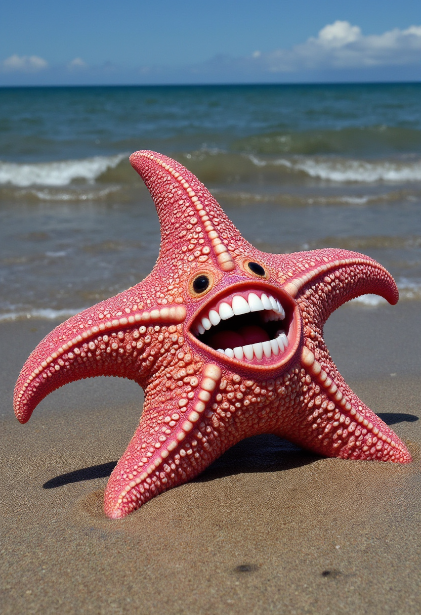 Professional photo of a starfish with human teeth