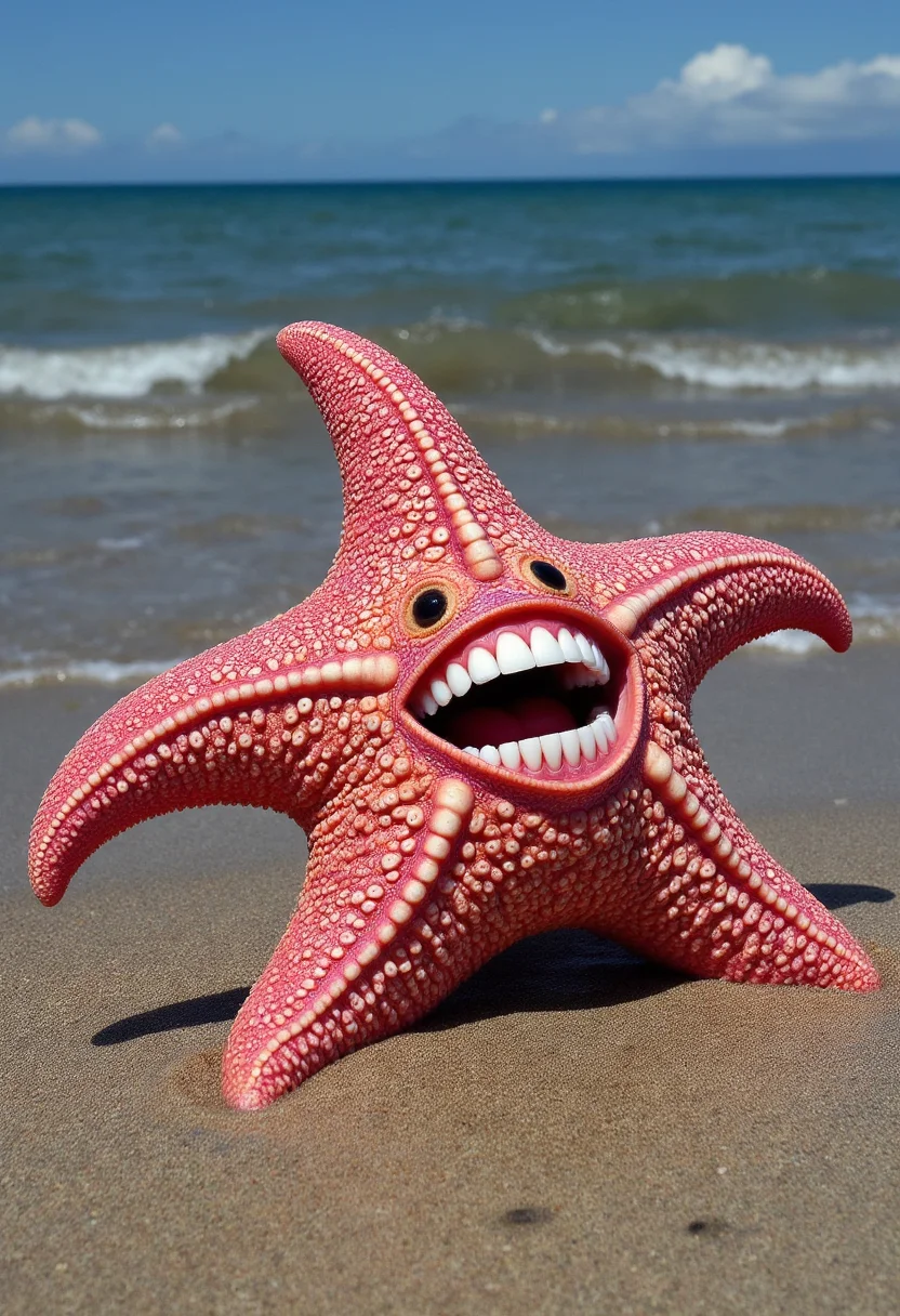 Professional photo of a starfish with human teeth