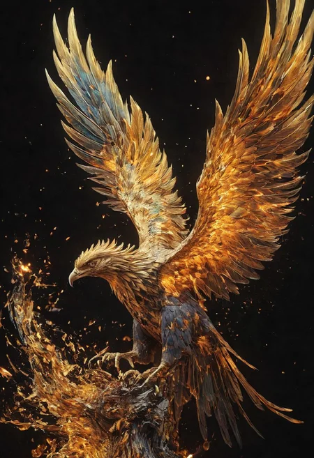 depict a pheonix in gold neon, explosion of neon colours, black background, halation effect, soft lighting,
Wide range of colors., Dramatic,Dynamic,Cinematic,Sharp details
Insane quality. Insane resolution. Insane details. Masterpiece. 32k resolution.
<lora:add-detail-xl:0.95> <lora:dvr-lnds-sdxl:0.3> dvr-lnds-sdxl <lora:MJ52:0.25> <lora:ral-apoctvisn-sdxl:0.3> ral-apoctvisn <lora:zavy-cntrst-sdxl:0.35> dark, chiaroscuro, low-key <lora:zavy-rmlght-sdxl:0.41> zavy-rmlght <lora:SDXLFaeTastic2400:0.225>