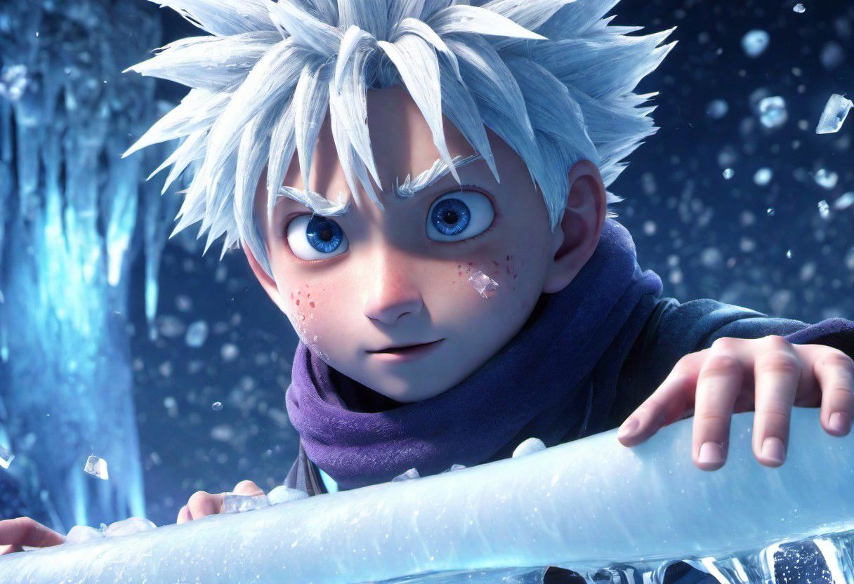 Snowman, Ice Frost, Ice Water Facial, Disney, Satoru Gojo, Killua Zoldyck and Near, fantasy, dream 12k, ultra hd, post-production, maximum detail, best image quality