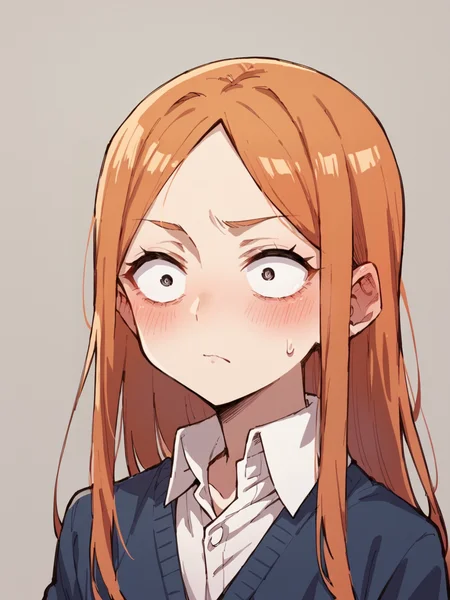 score_9, score_8_up, score_7_up, score_6_up, 1girl, ginger hair, long hair, <lora:shihakuganXLP:0.7> shihakugan eyes, mob psycho eyes, blush,